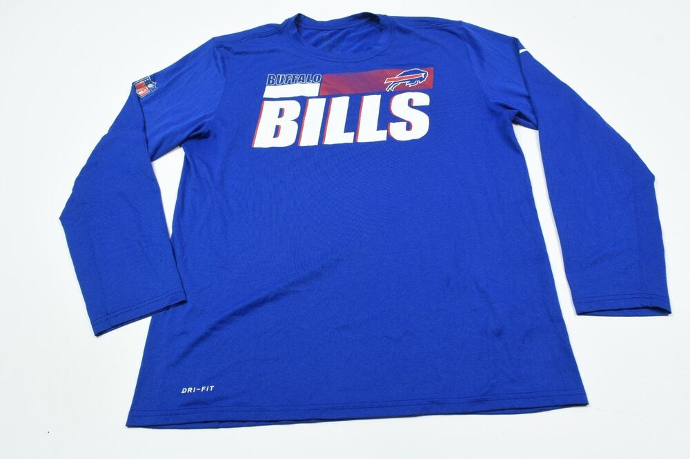 Nike OnField Buffalo Bills Shirt Mens Large Blue Long Sleeve Pullover Dri-FIT